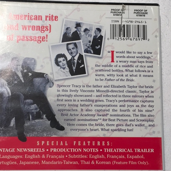 Father of the Bride DVD Spencer Tracy Elizabeth Taylor - Picture 4 of 5